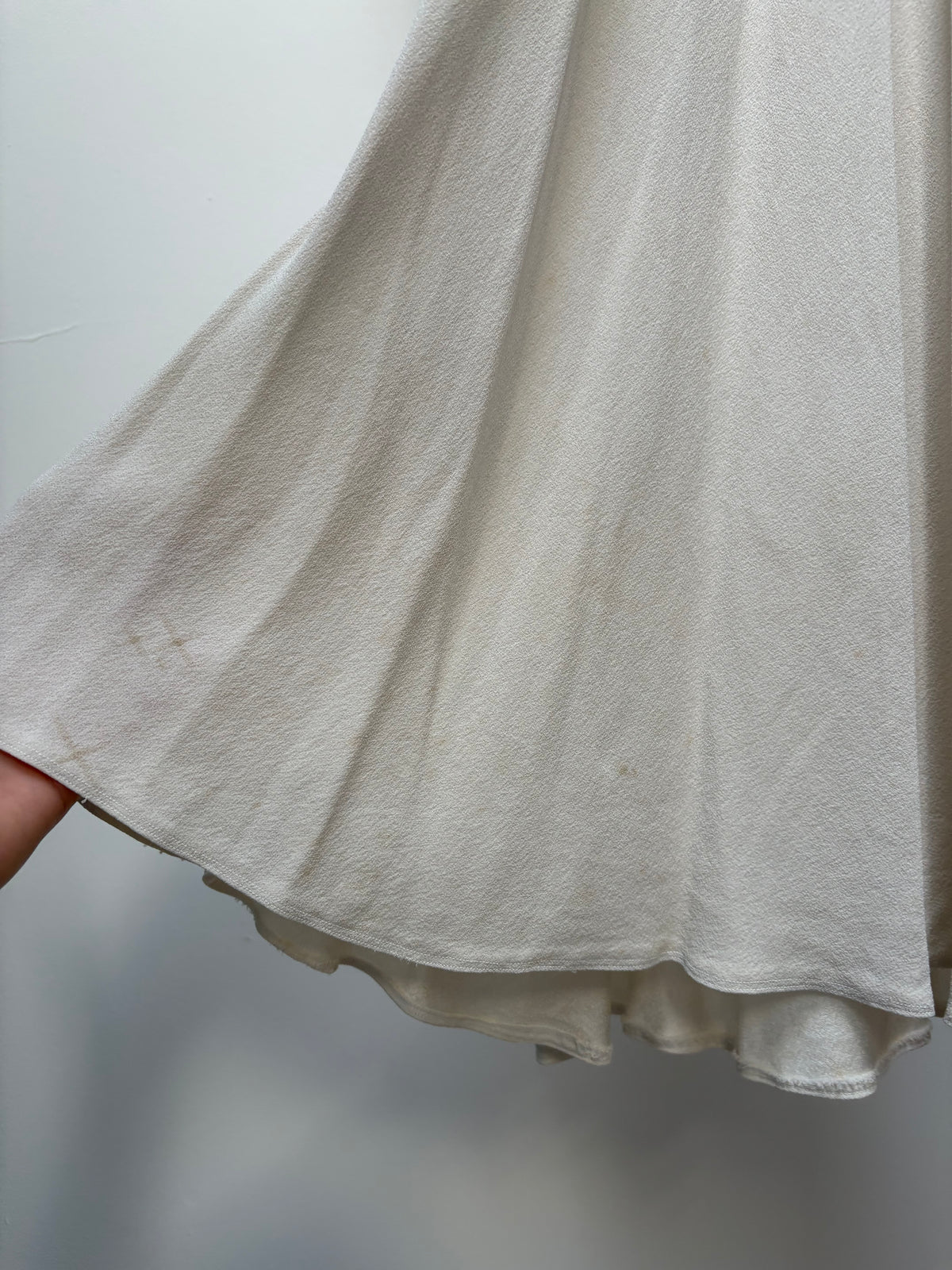 1930s Grey Toned Ivory Crepe Bias Cut Dress