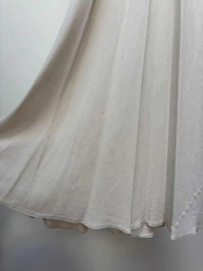 1930s Grey Toned Ivory Crepe Bias Cut Dress