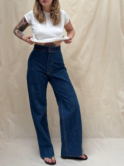 1970s 'Maverick' High-Waisted Wide Leg Jeans