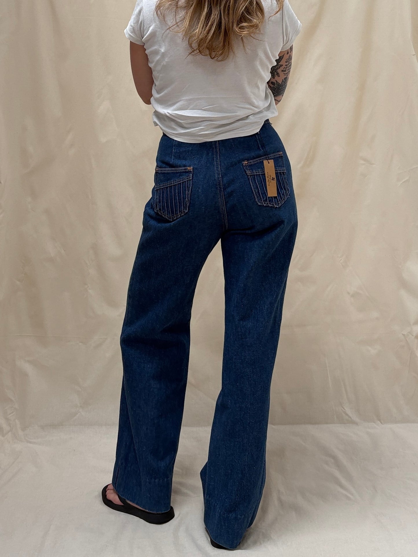 1970s 'Maverick' High-Waisted Wide Leg Jeans