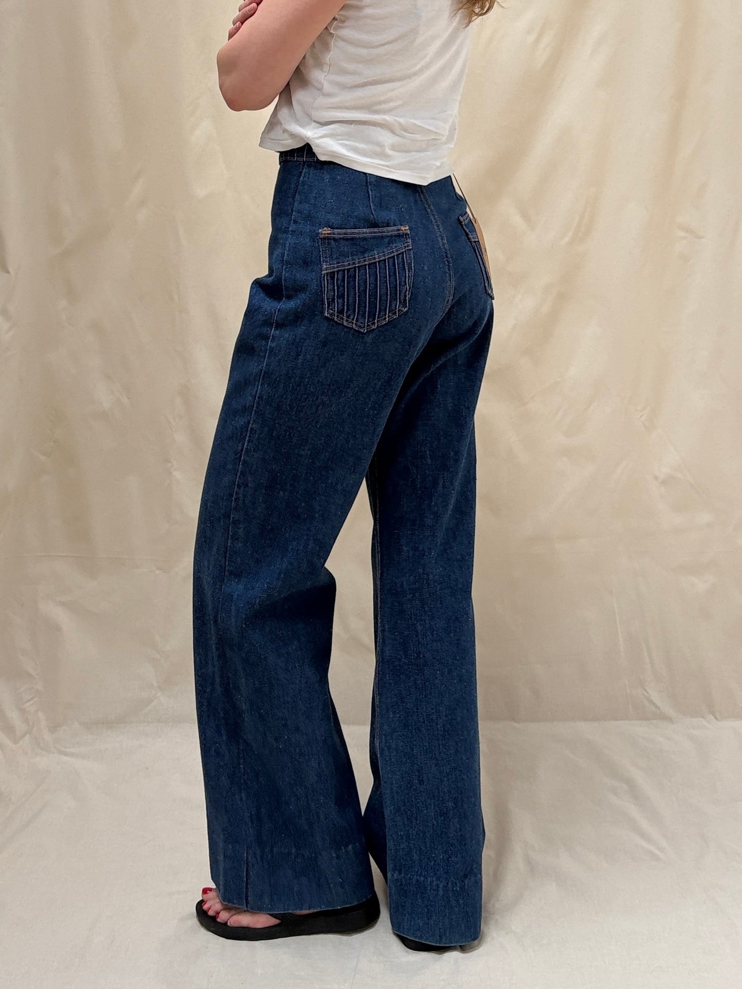 1970s 'Maverick' High-Waisted Wide Leg Jeans