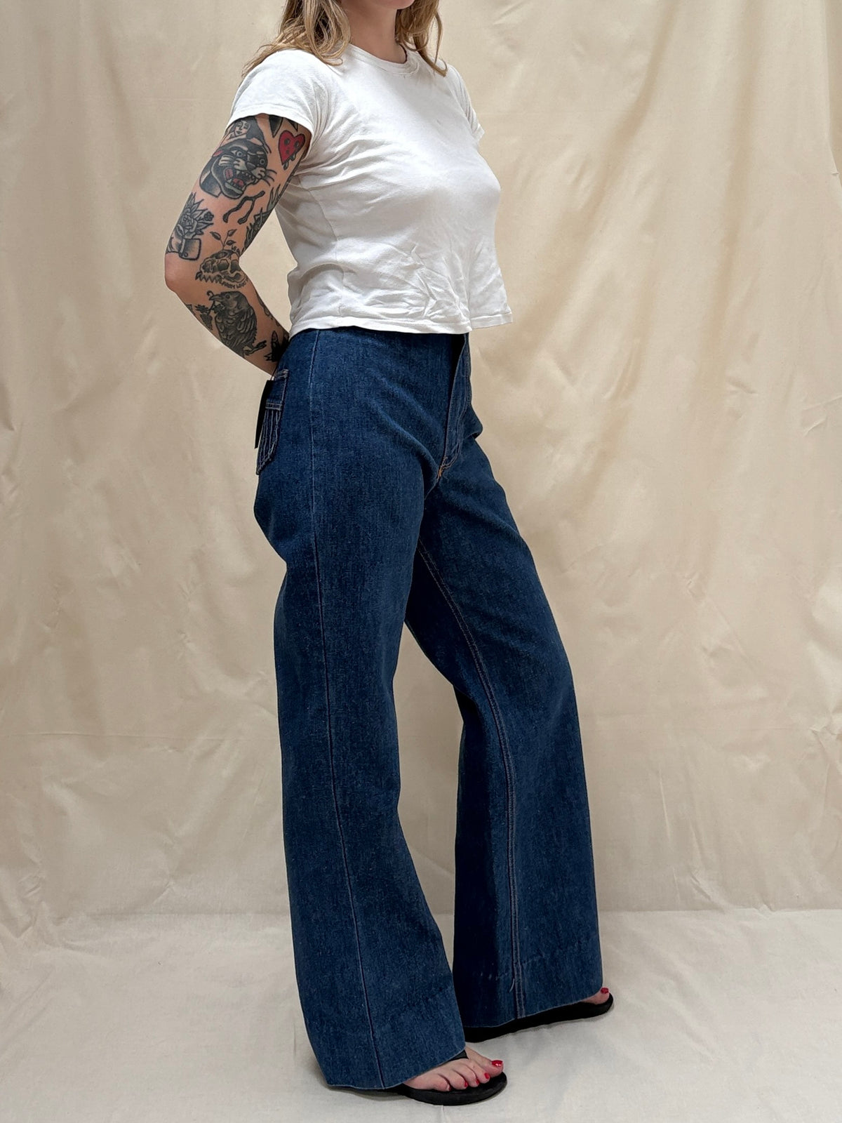 1970s 'Maverick' High-Waisted Wide Leg Jeans