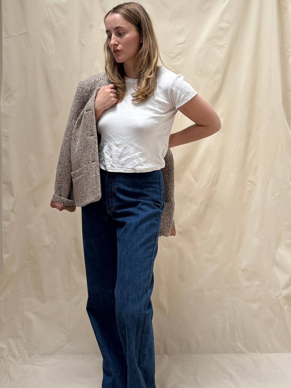 1980s French 'Pierbe' Wool Marl Collarless Blazer