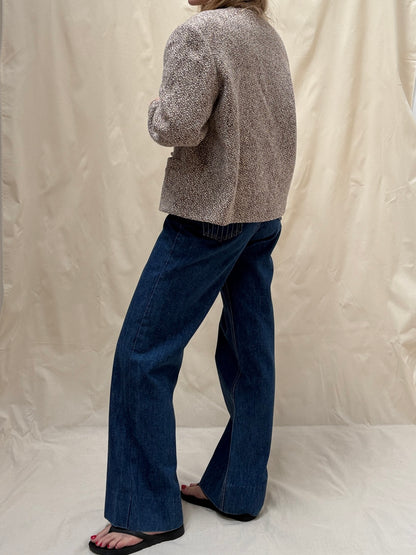 1980s French 'Pierbe' Wool Marl Collarless Blazer