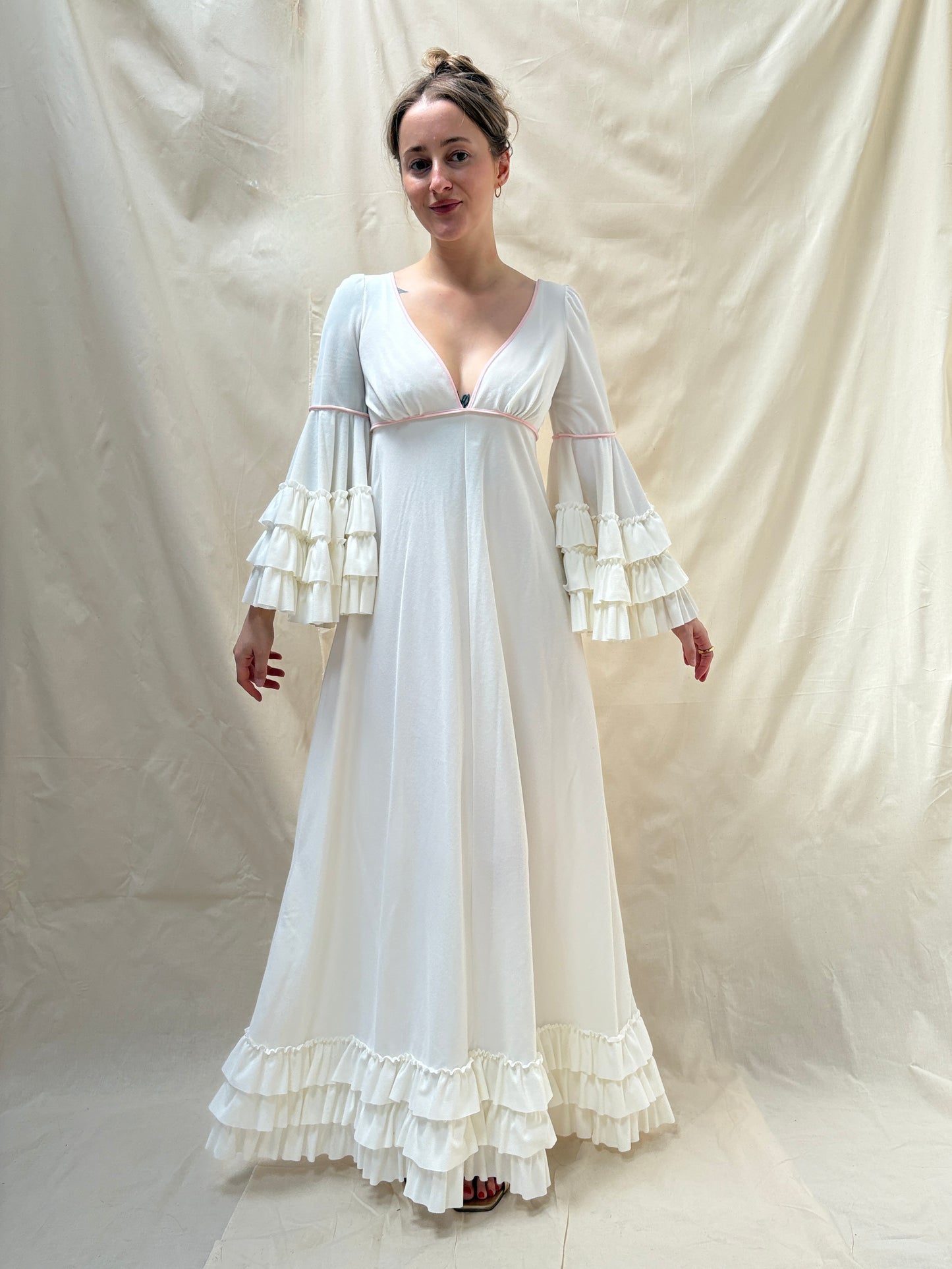 1970s Dress with Ruffle Sleeves