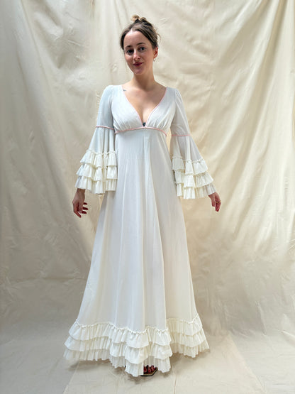 1970s Dress with Ruffle Sleeves