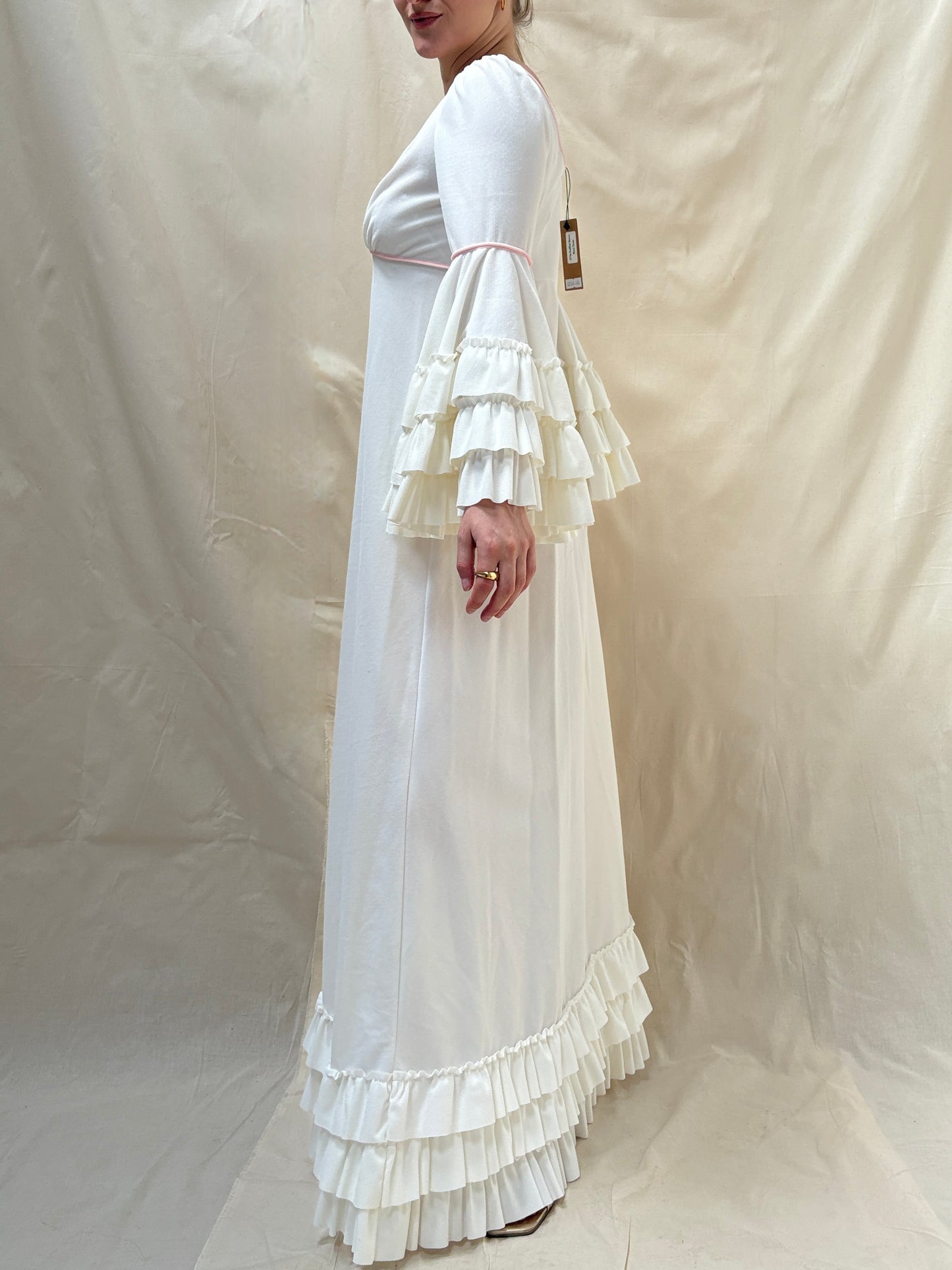1970s Dress with Ruffle Sleeves