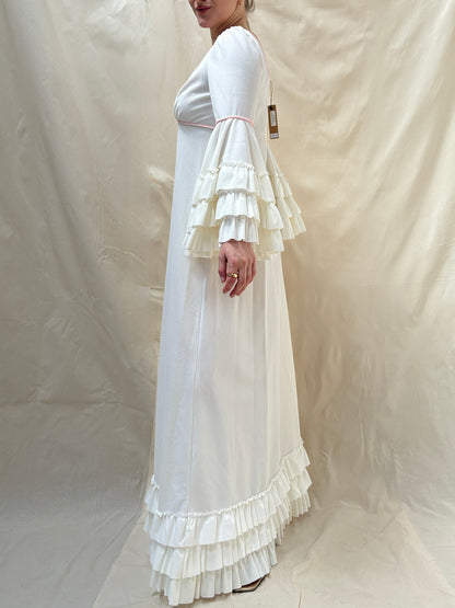 1970s Dress with Ruffle Sleeves