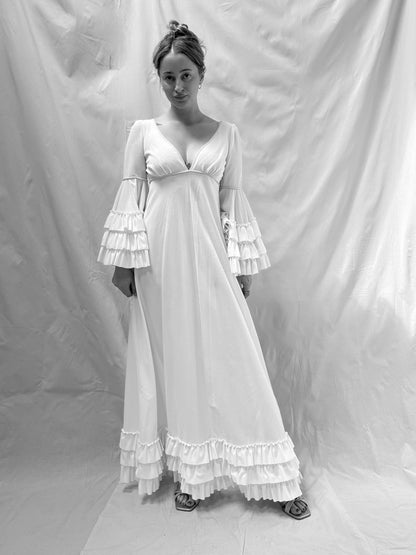 1970s Dress with Ruffle Sleeves