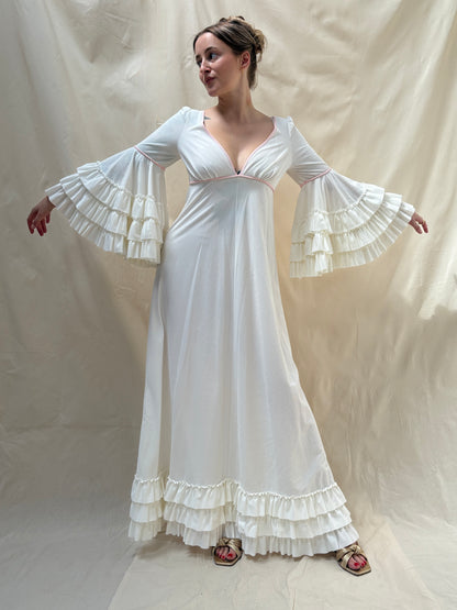 1970s Dress with Ruffle Sleeves