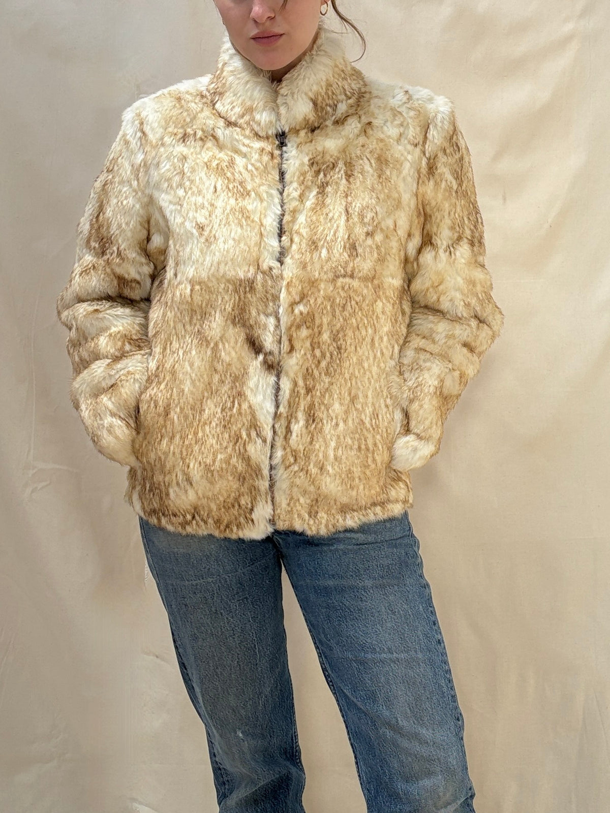 1970s 'Split End Ltd' Rabbit Fur Bomber Jacket