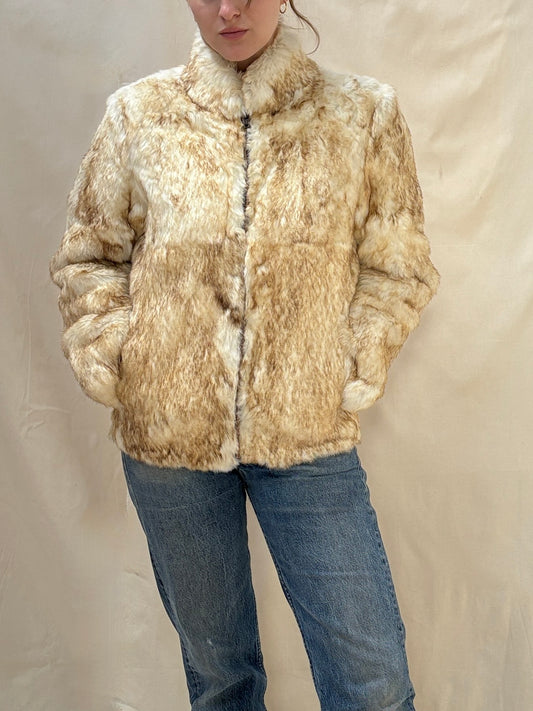 1970s 'Split End Ltd' Rabbit Fur Bomber Jacket