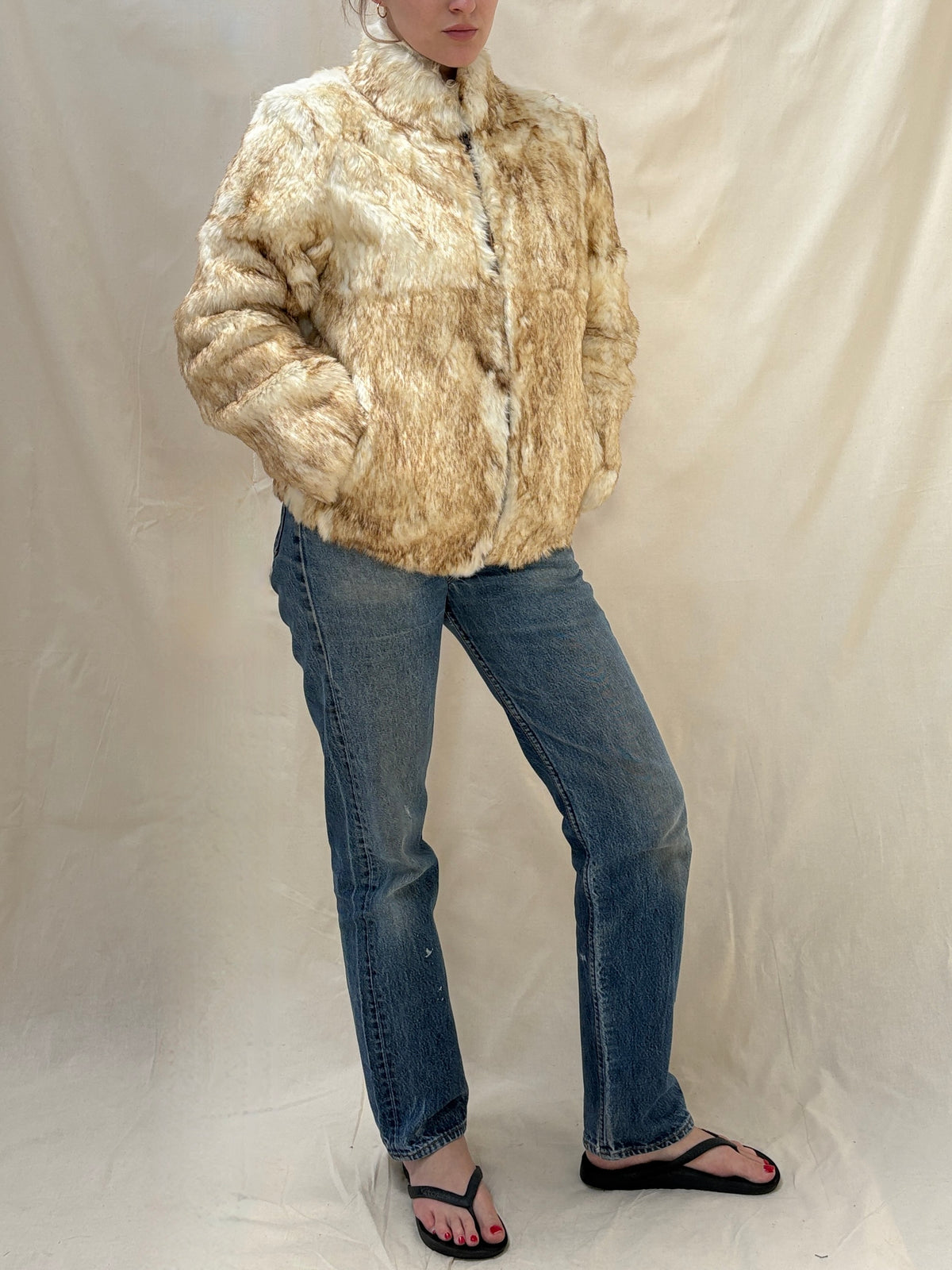 1970s 'Split End Ltd' Rabbit Fur Bomber Jacket