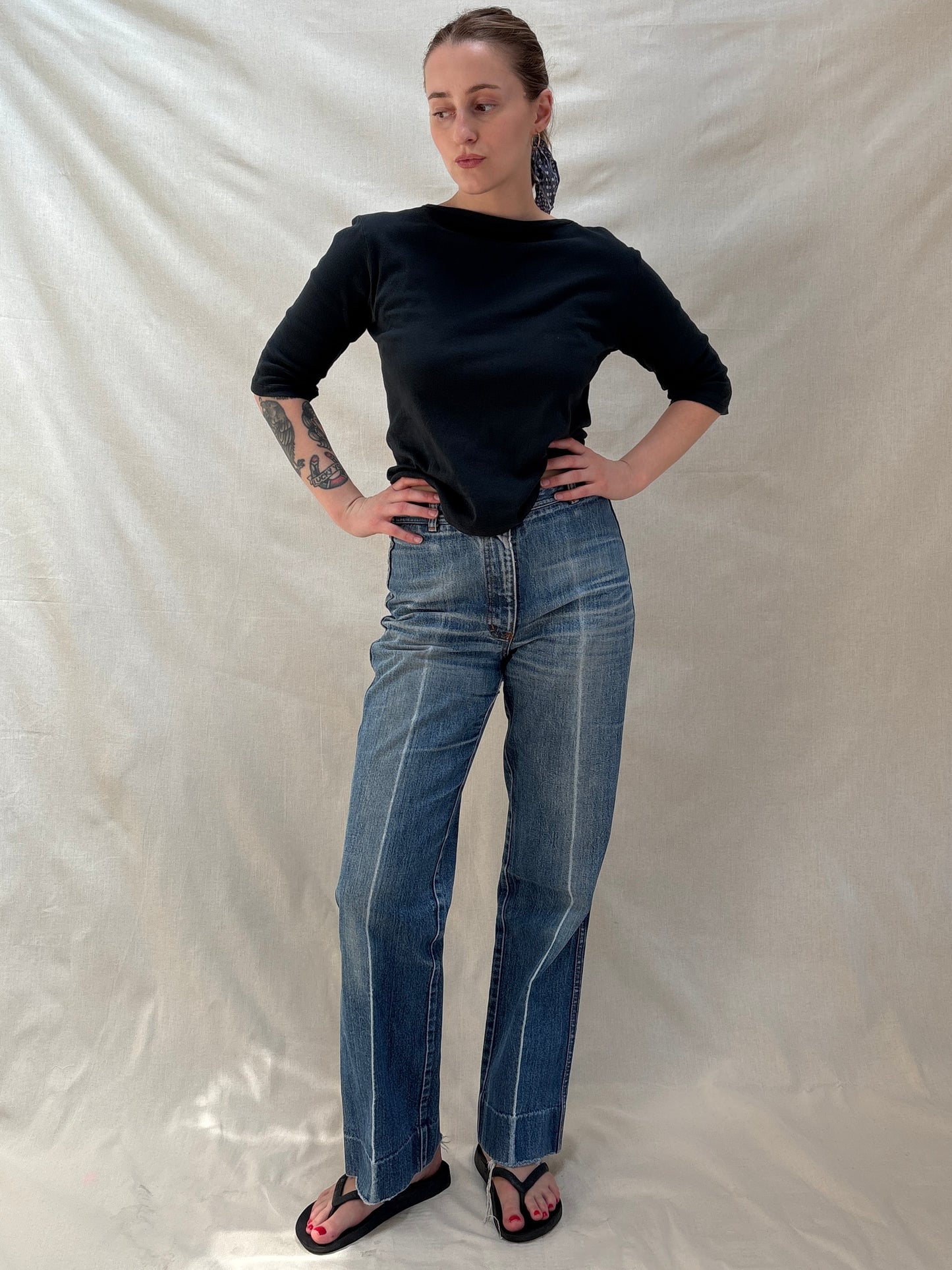 1970s 'Easy' Jeans with Press Crease Legs