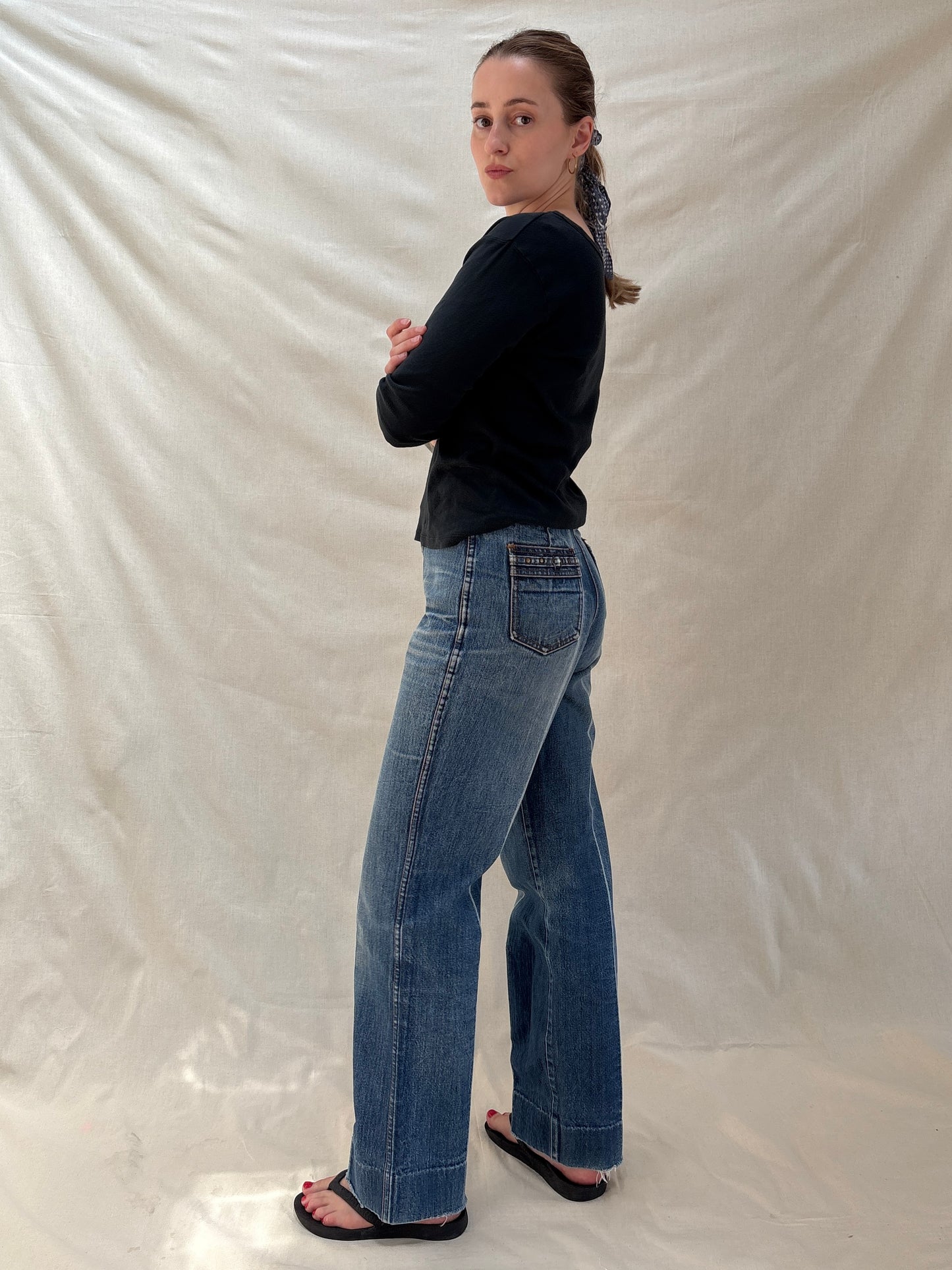 1970s 'Easy' Jeans with Press Crease Legs
