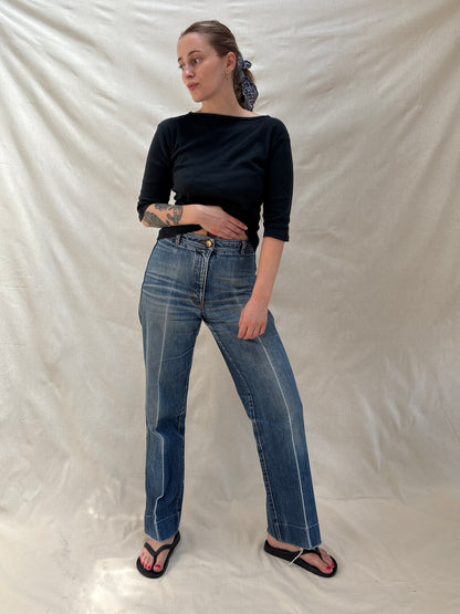 1970s 'Easy' Jeans with Press Crease Legs