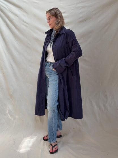 1990s 'St Michael' Navy Trench Coat