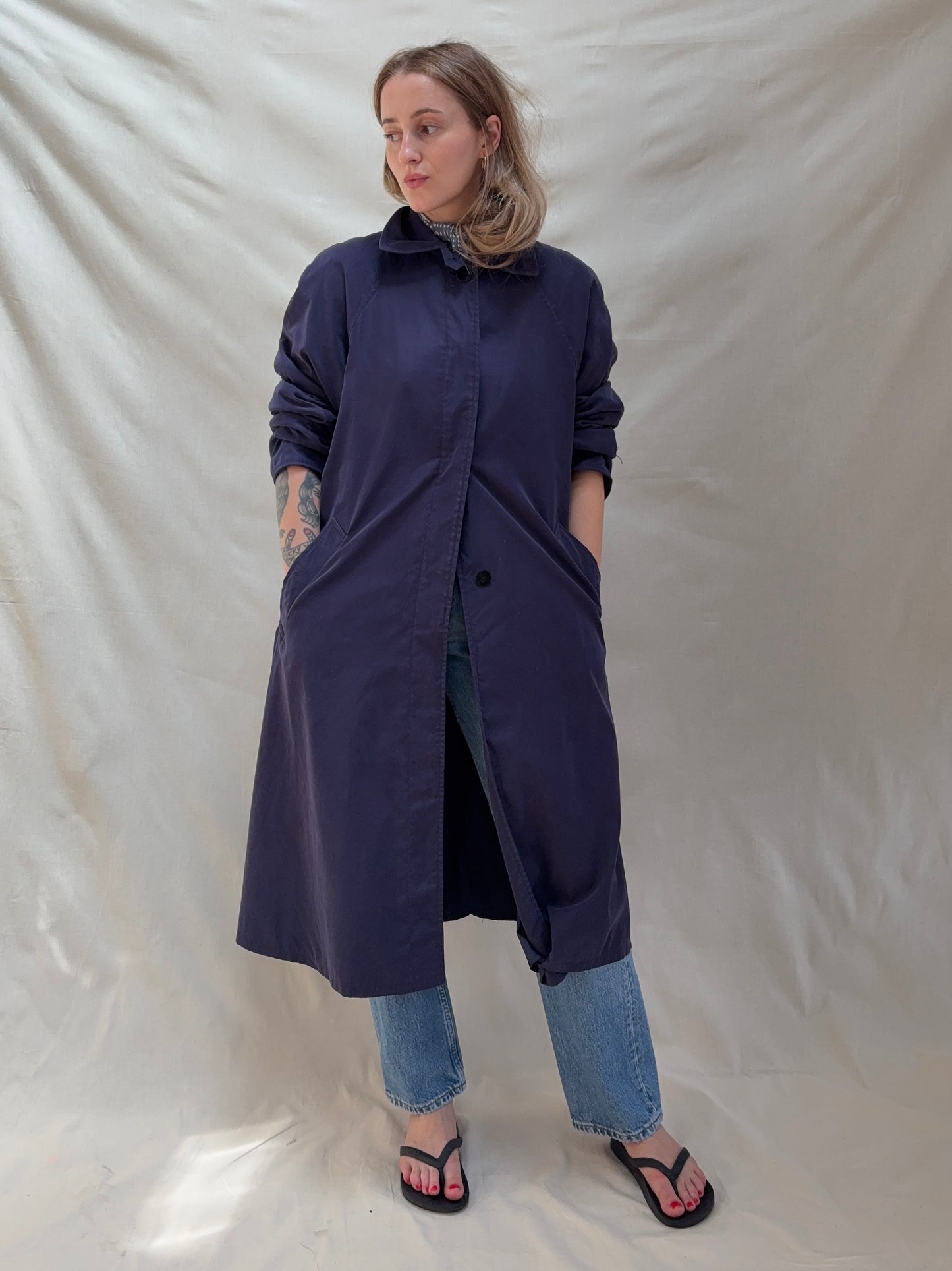 1990s 'St Michael' Navy Trench Coat