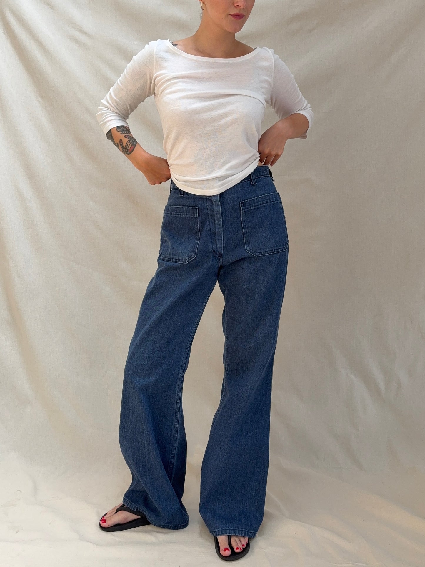 1970s 'Navdungaree' Wide Leg Jeans