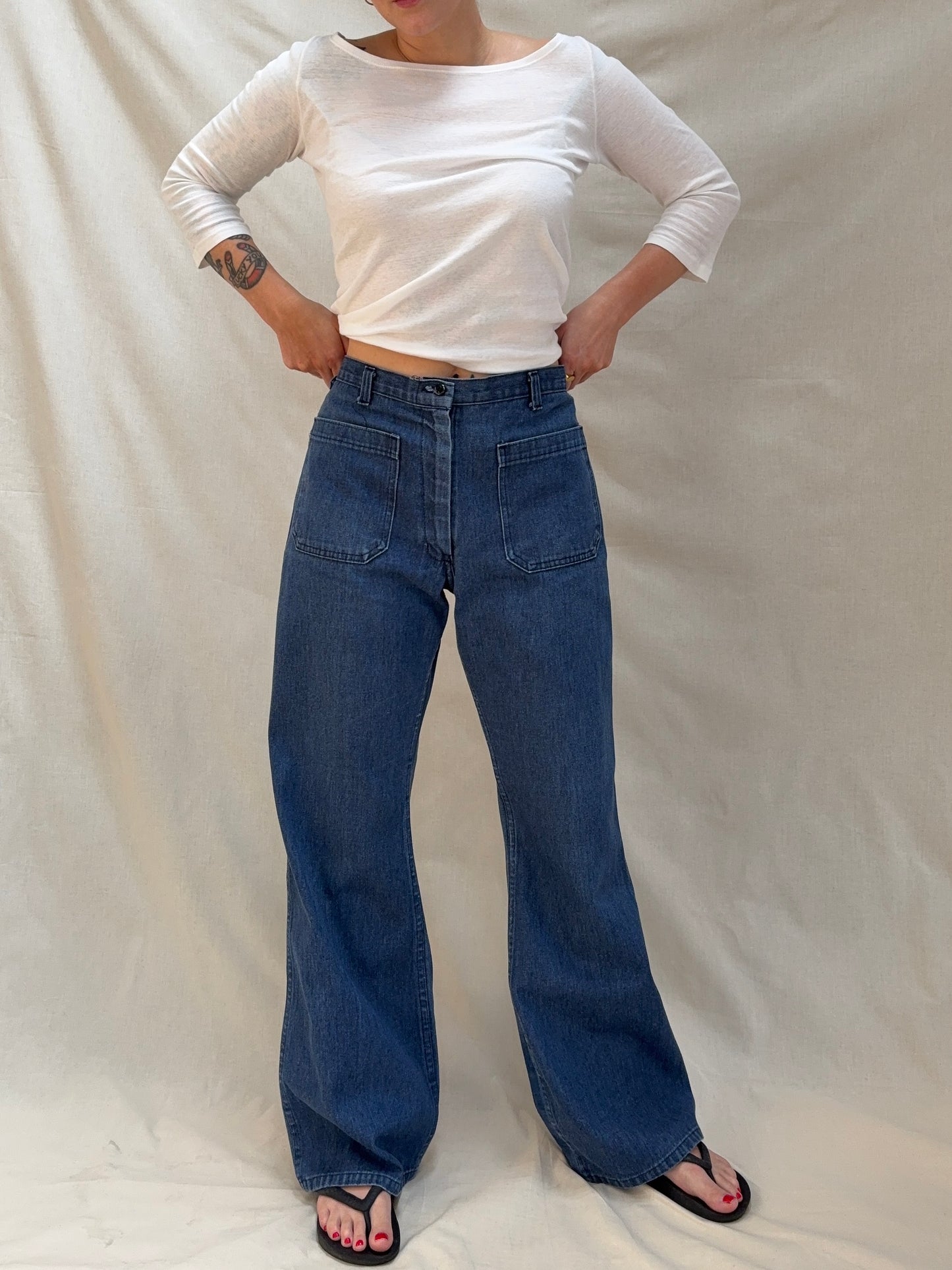 1970s 'Navdungaree' Wide Leg Jeans