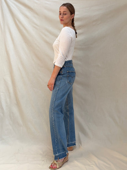 1990s 'Levi's' 501 Straight Leg Jeans with Thrashed Hems