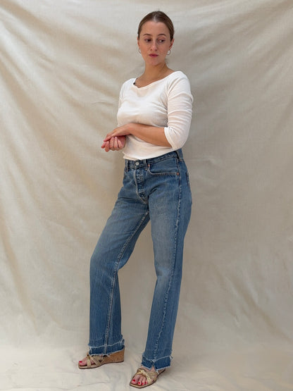 1990s 'Levi's' 501 Straight Leg Jeans with Thrashed Hems