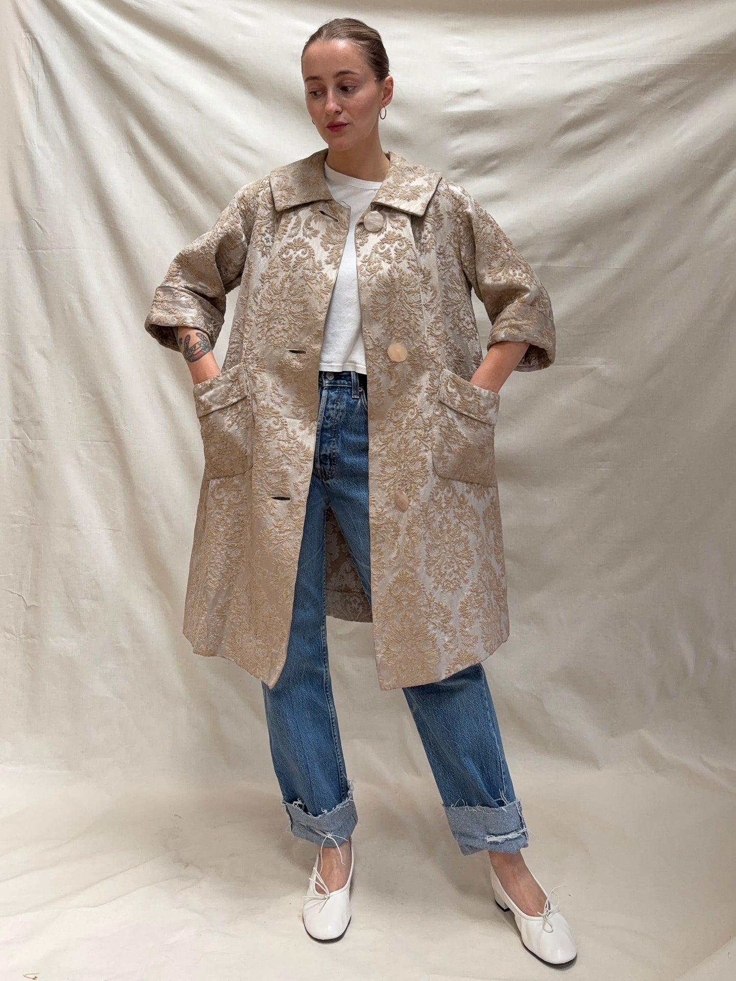 1960s Metallic A-Line Evening Coat