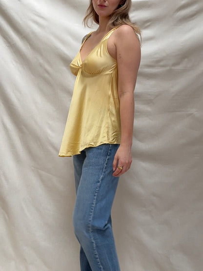2000s Yellow Pure Silk Camisole