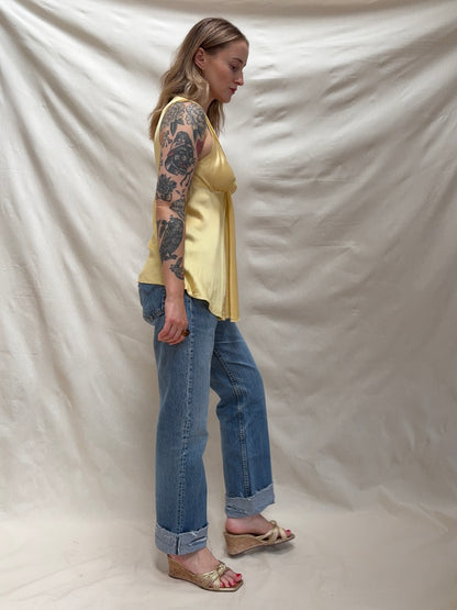 2000s Yellow Pure Silk Camisole