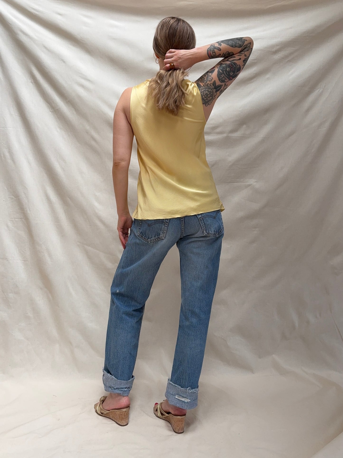 2000s Yellow Pure Silk Camisole