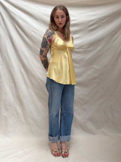 2000s Yellow Pure Silk Camisole