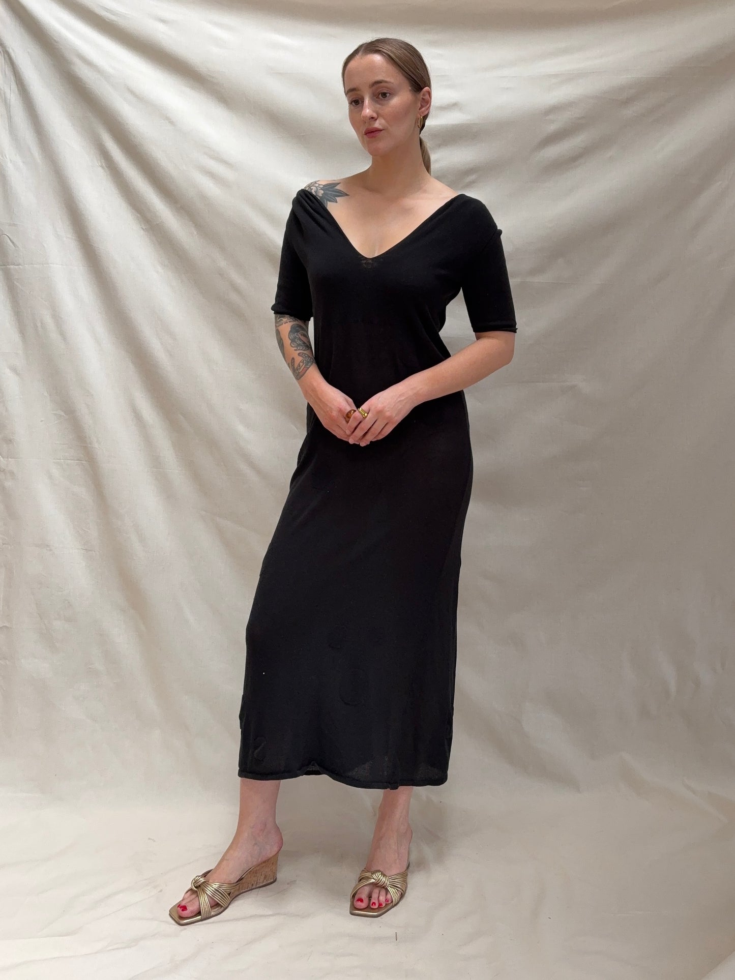 2000s Black Knitted Dress
