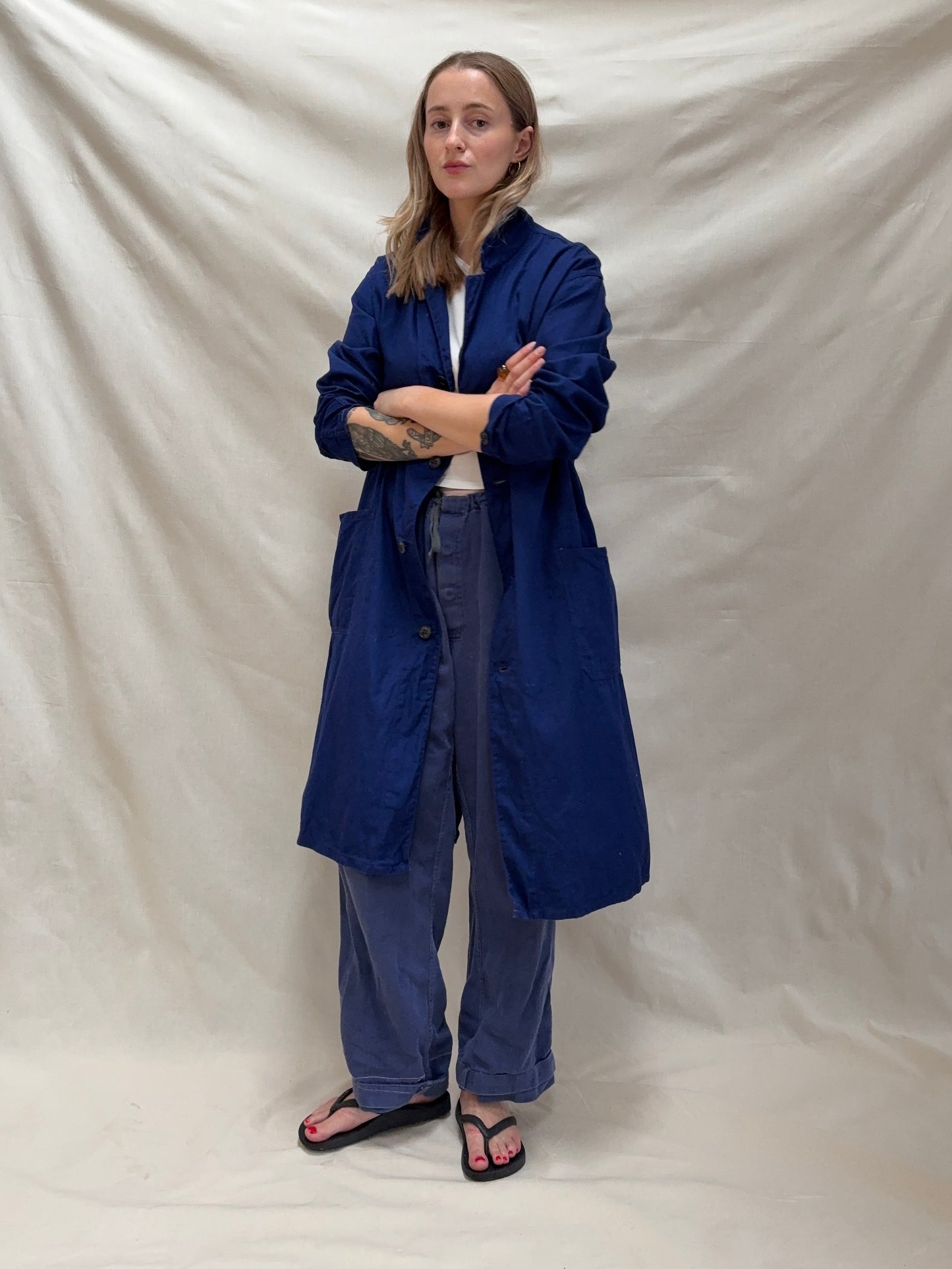 1970s Blue Chore Long Jacket