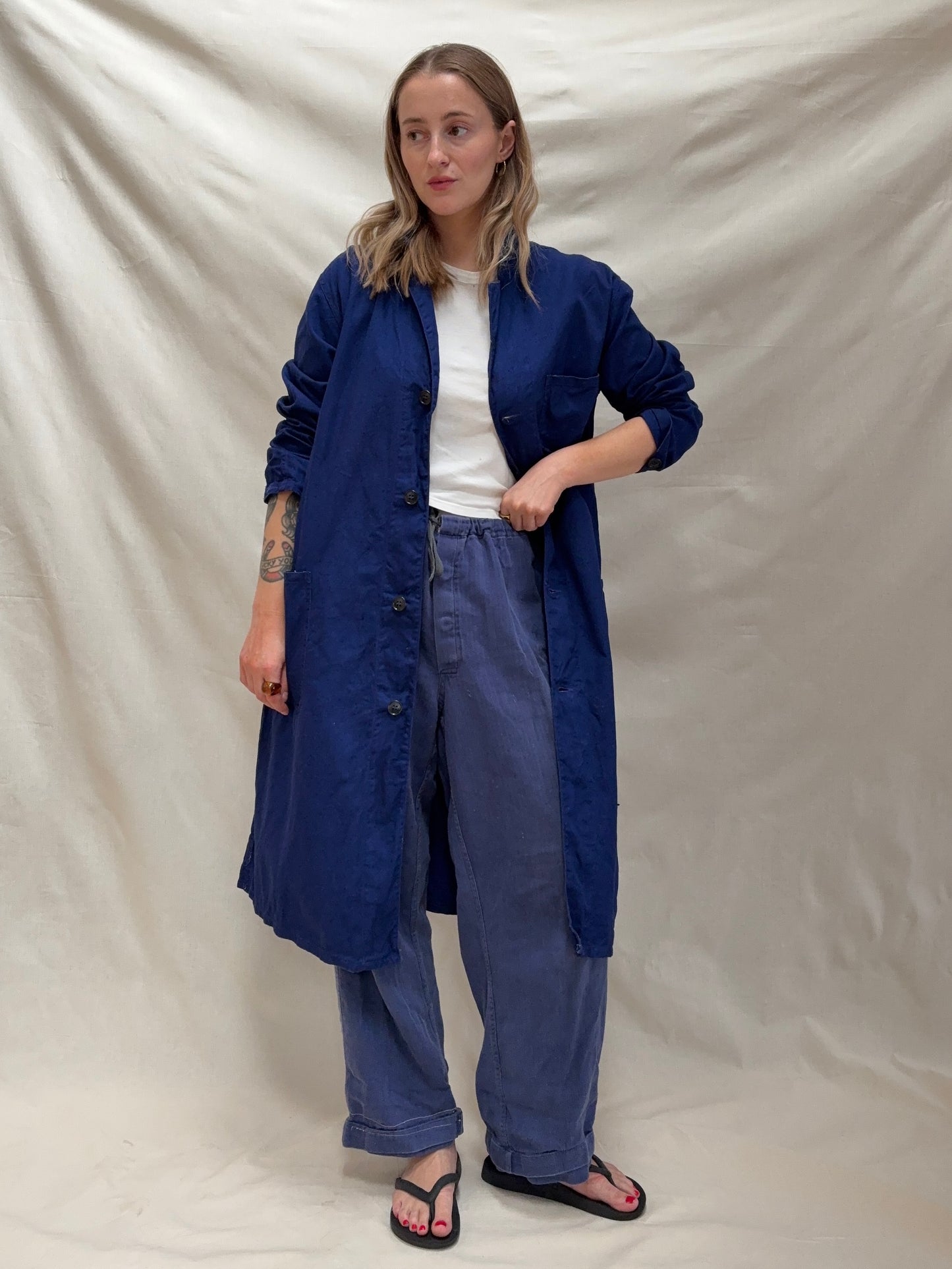 1970s Blue Chore Long Jacket