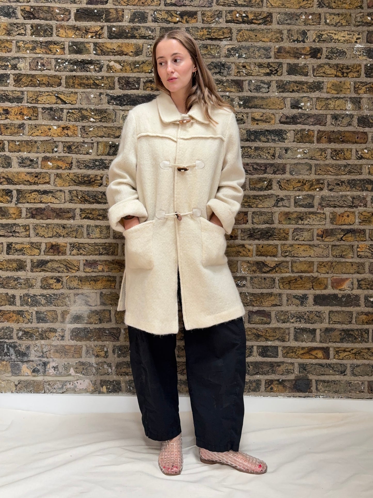1980s Wool + Angora Blend Duffle Coat