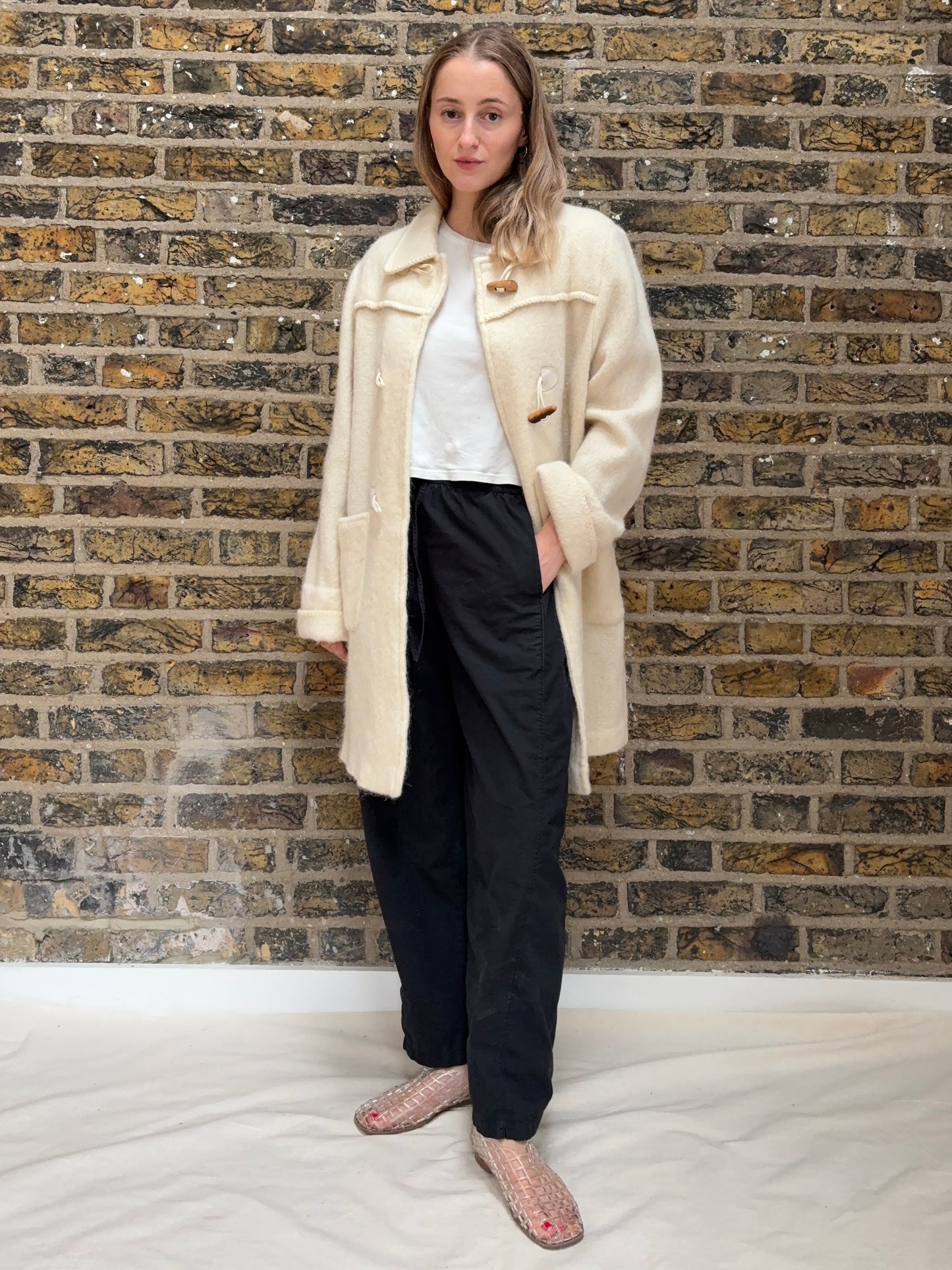 1980s Wool + Angora Blend Duffle Coat
