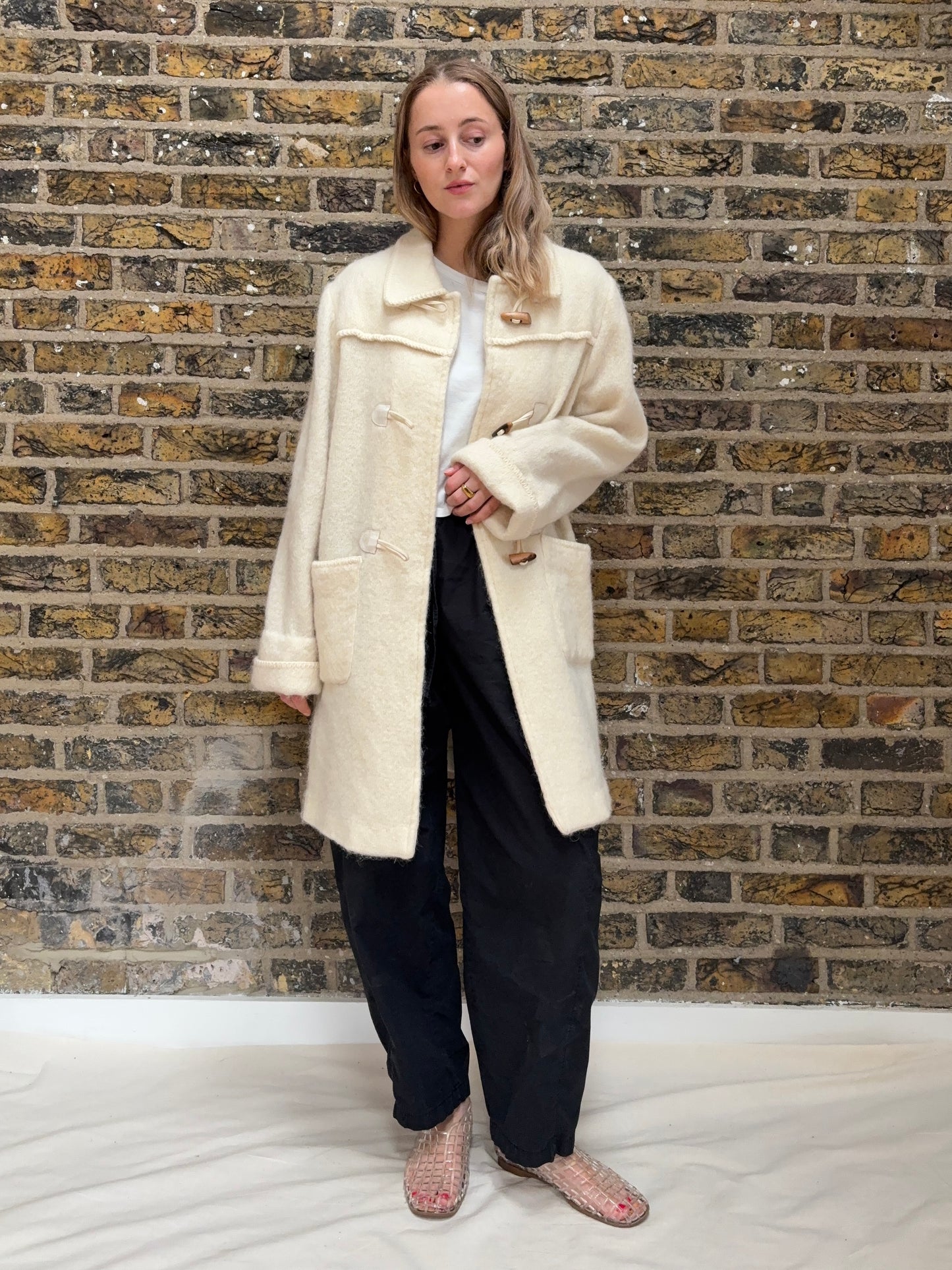 1980s Wool + Angora Blend Duffle Coat