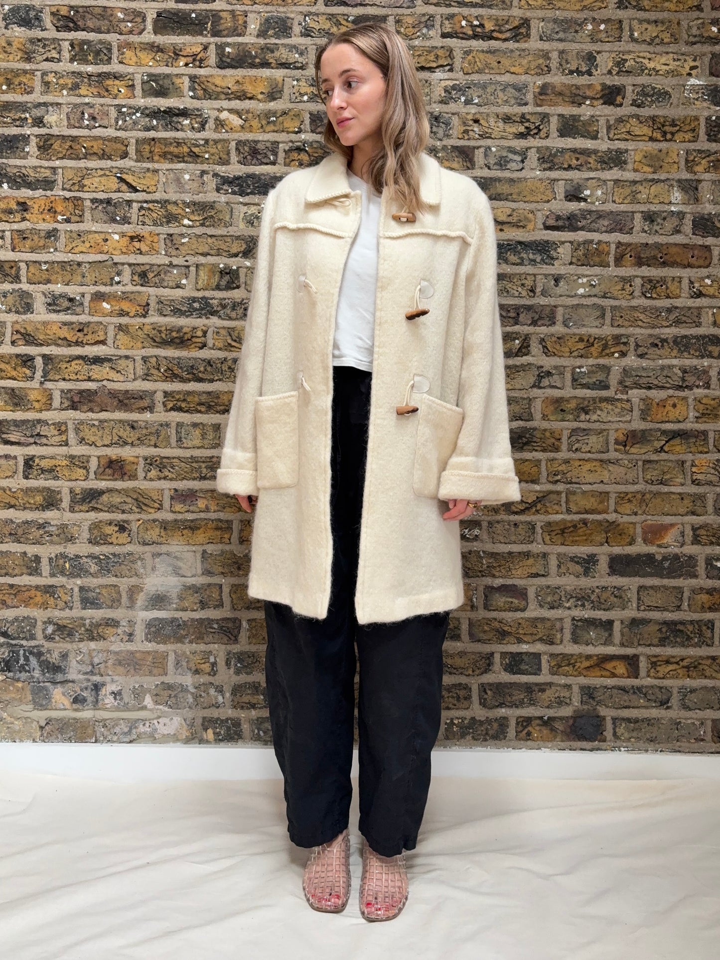 1980s Wool + Angora Blend Duffle Coat