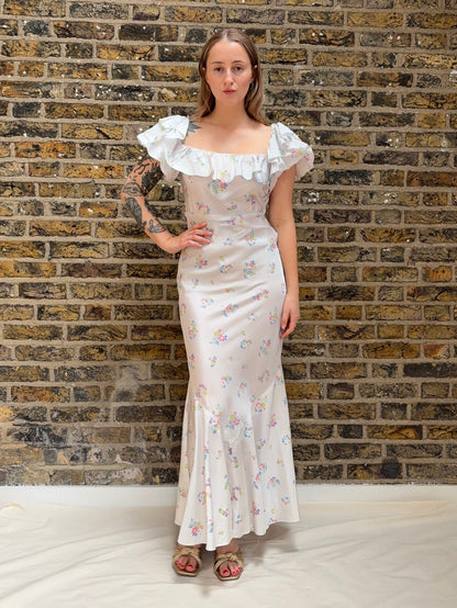 1930s Floral Dress with Ruffles