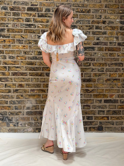 1930s Floral Dress with Ruffles