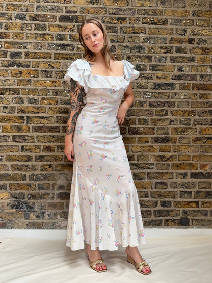 1930s Floral Dress with Ruffles