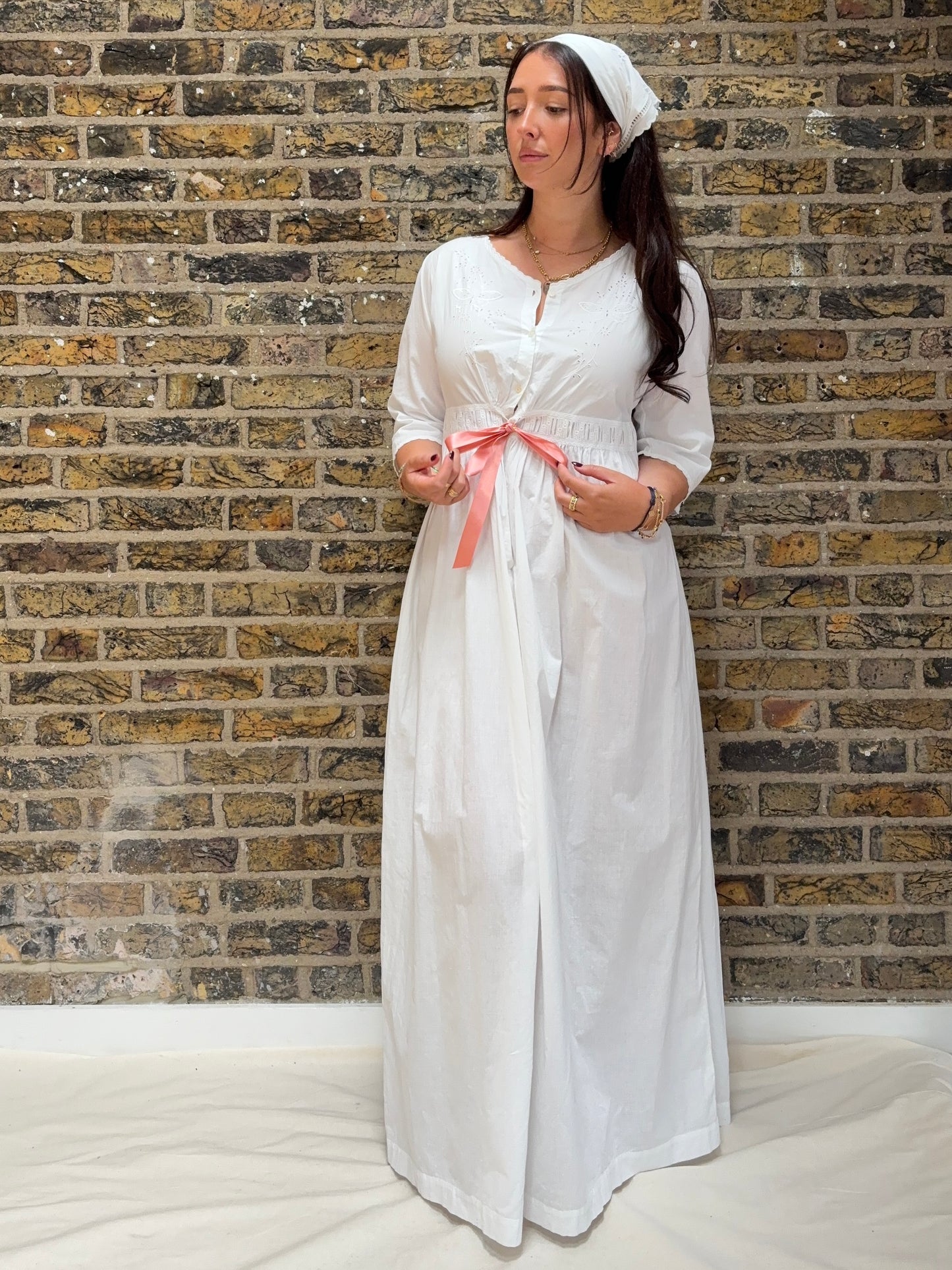 1900s Pure Cotton Dress with Ribbon