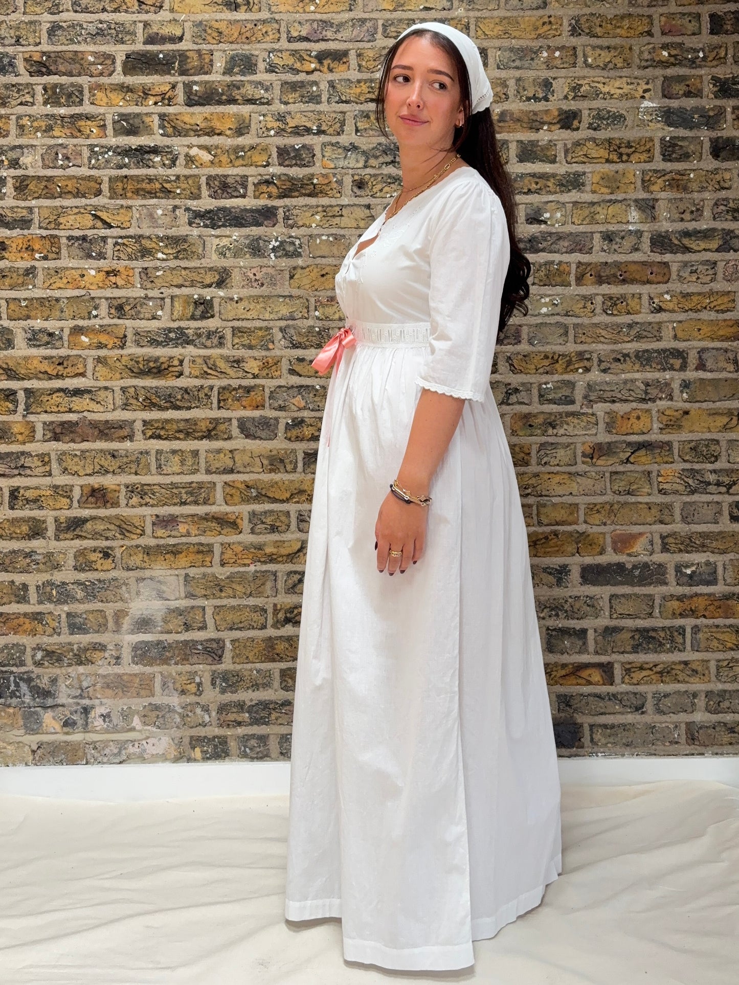 1900s Pure Cotton Dress with Ribbon
