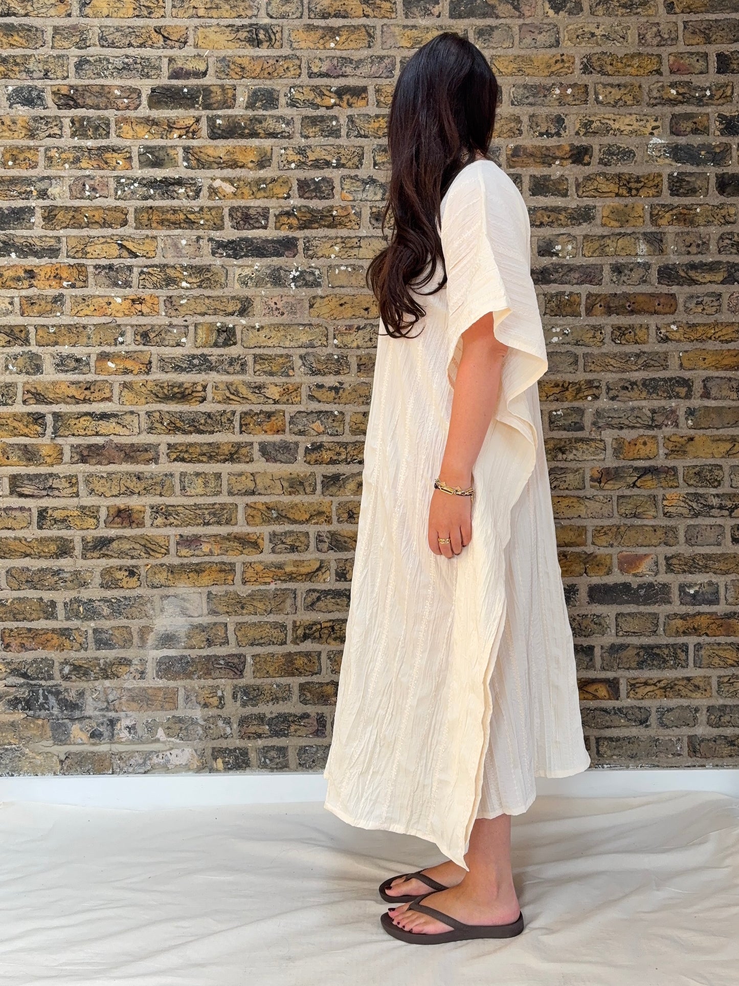 1980s Seersucker Deadstock Kaftan Dress