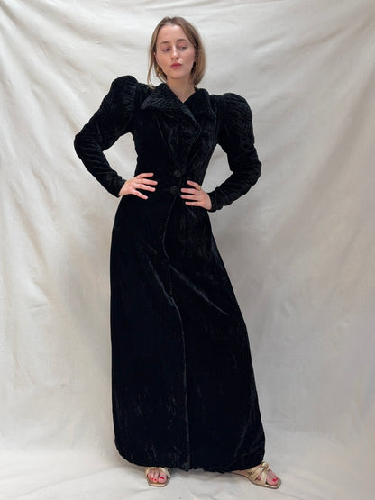 1930s Black Velvet Opera Coat