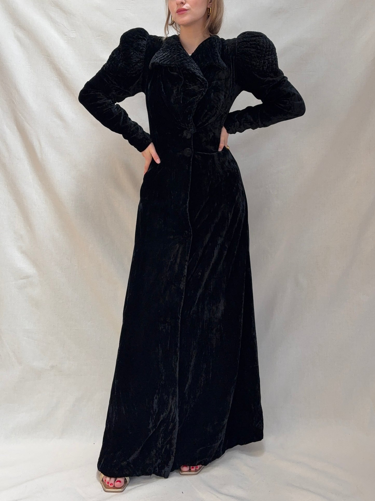 1930s Black Velvet Opera Coat
