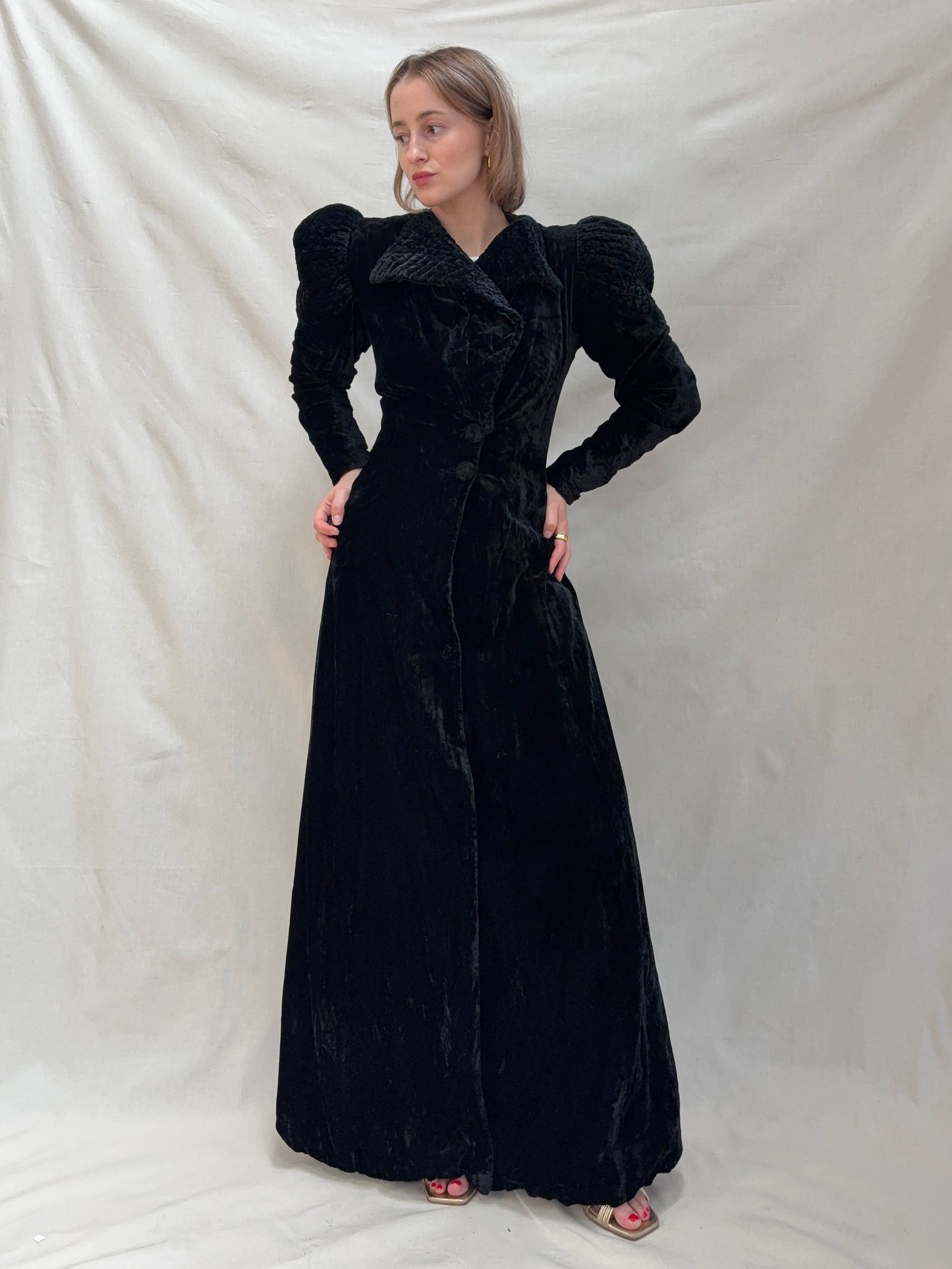 1930s Black Velvet Opera Coat