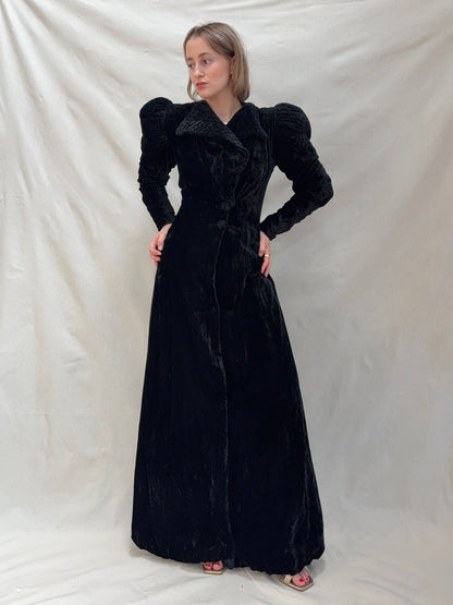 1930s Black Velvet Opera Coat