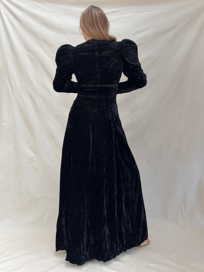 1930s Black Velvet Opera Coat