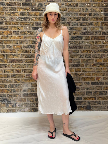 1950s Satin Slip with Dove Print
